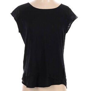 Calvin Klein Black 100% Linen blouse with sheer shoulders and hem SP